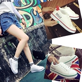 韩国 夏季新款学生平底休闲板鞋女2016潮皮面系带文艺低帮小白鞋