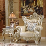高档香槟银欧式真皮沙发组合 123客厅全实木双面雕花头层牛皮奢华