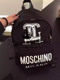 正品代购Moschino双C锁扣背包莫斯奇诺双肩包字母logo书包女包