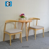 实木休闲桌椅 圆桌咖啡桌 美式松木会议休息桌椅  原木桌