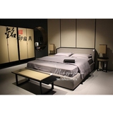 新中式床布艺双人软包床现代简约婚床酒店别墅样板房高端床定制