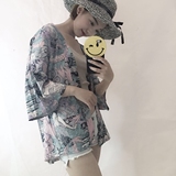 软妹原宿风复古日系浮世绘印花和风外套 日式浴衣防晒和服开衫女