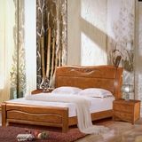 简约现代高档实木橡木床1.8米 1.5米高箱储物双人床厂家直销包邮