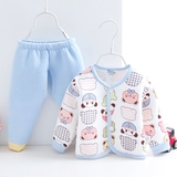 憨豆龙儿童保暖内衣套装1-2岁宝宝春装纯棉0-3-6个月新生婴儿衣服