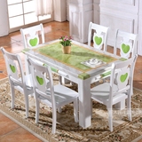 餐桌大理石实木餐桌椅组合简约现代长方形单层白色烤漆1桌4椅6椅
