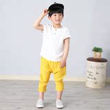 儿童白色棉麻短袖T恤2016夏季中小童韩版男童宝宝棉麻短袖上衣潮