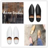 美国代购Acne Studios16新款Amina 纯色山羊皮尖头踩脚拖鞋休闲鞋