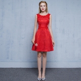 新娘敬酒服2016新款时尚红色蕾丝订婚小礼服连衣裙女短款修身夏季
