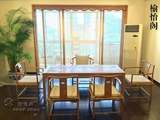 老榆木桌子椅子现代实木餐桌茶桌画桌免漆新中式仿古家具桌椅组合