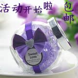 2015新款双蝴蝶结创意婚庆喜糖盒批发 玻璃喜糖盒成品喜糖瓶含糖