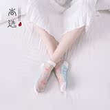 尚选袜子女短袜水晶玻璃丝袜白色超薄款棉底船袜透明夏季韩国船袜