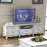 欧式电视柜 客厅别墅影视柜 带抽屉白色描金电视柜储物柜家具现货