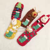 韩国圣诞袜子珊瑚绒地板袜加厚保暖亲子袜可爱儿童宝宝婴儿袜子