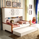 地中海儿童实木衣柜床男孩双层子母床多功能组合床女孩高低母子床