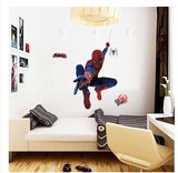 蜘蛛侠3D立体感卡通儿童房男孩卧室床头背景墙壁墙面装饰贴画贴纸