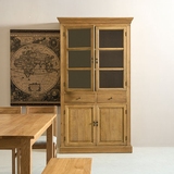 HC 欧式简约复古橡木大书房柜 1.1m法美古典原木玻璃收纳储物家具