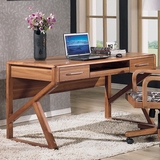 书桌浅胡桃电脑桌笔记本台式写字台简约中式带抽实木书台特价爆款