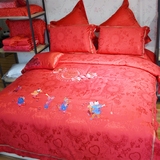（实拍）全棉刺绣百子图婚庆床上用品6件套大红床单式六多件套
