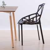现代简约几何镂空椅塑料靠背椅咖啡店奶茶店椅家用休闲餐桌椅组合
