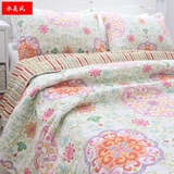新款床品全棉布艺绗缝床盖三件套空调被加厚床单外贸原单四季清香