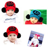 男婴儿帽子秋冬毛线帽韩版1-3岁女宝宝秋冬季2儿童护耳帽套头帽4