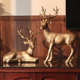 美式麋鹿大摆件欧式家居软装饰品客厅电视柜工艺品结婚礼物鹿摆设