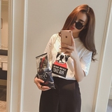 韩版春装新款女装2016宽松显瘦时尚字母印花短袖t恤女韩国打底衫