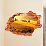 立体风景3d画沙漠村庄客厅卧室墙面装饰墙壁布置墙贴自粘贴纸贴画
