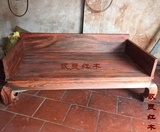 老挝大红酸枝素面罗汉床 正品交趾黄檀 老红木实木家具 沙发床