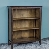 纯实木书柜 美式环保黑胡桃色橡木矮书架多层置物书架展示柜储物