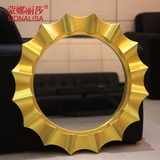 金色圆形浴室镜土豪金色太阳形状装饰镜KTV酒店壁挂镜子个性银镜