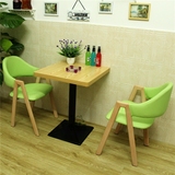 简约现代原木色餐桌椅组合咖啡厅桌椅奶茶甜品店桌椅西餐厅小方桌