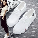 夏季平底白色一脚蹬懒人鞋女布鞋中学生韩版运动帆布鞋休闲小白鞋