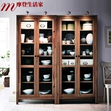 宜家汉尼斯实木书柜可自由组合书架带门储物柜子北欧白色客厅家具