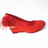 2014夏季新款孕妇新娘鞋婚鞋坡跟红色平底结婚鞋礼服鞋中跟跟粗女