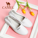 Camel/骆驼女鞋2016年春夏新款牛皮圆头低跟女单鞋真皮软底豆豆鞋
