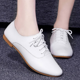 春季小白鞋平底鞋板鞋平跟休闲女鞋英伦风白色系带单鞋皮鞋k361-5