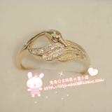兔兔K金 需预定◆工厂拿货◆韩国14K纯金正品戒指优雅天鹅睡美人