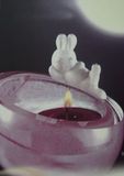 琉璃工房月儿好小兔香薰烛台玻璃简约现代块状蜡烛