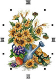 创意DIY 手工制作十字绣刺绣 电子版图纸  B2687向日葵喷壶钟面