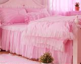 全棉淑女床裙4件套粉色蕾丝床上用品公主三四件套1.2 1.5 1.8米床