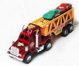 惯性汽车 双层拖车 货车玩具 运输车 大号卡车 送4部小汽车