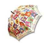 韩国 猫和狗卡通图案/油画长柄弯钩雨伞/拱形大伞自动伞现货