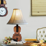 创意复古小提琴台灯卧室书房客厅现代田园欧式地中海简约创意台灯