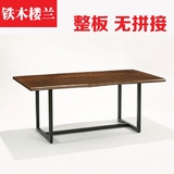简约复古实木餐桌茶桌咖啡桌胡桃木原木大板长方形书桌电脑桌桌子