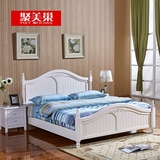 韩式田园实木床公主床1.5m欧式双人床1.8米白色橡木大床雕花婚床