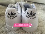 【拼邮】Adidas StanSmith史密斯纯白黑Logo漆皮尾大童板鞋S75462