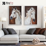 油画手绘欧式装饰画家居饰品客厅抽象组合挂画斑马动物马头写实画