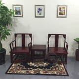 中式南宫椅三件套太师椅 矮沙发茶几官帽椅圈椅榆木仿古实木家具