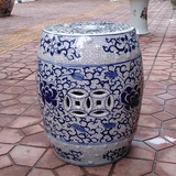 景德镇陶瓷凳子鼓凳坐墩裂纹釉手绘青花瓷中式鼓墩绣凳一级品包邮